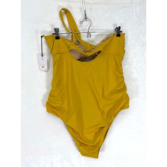 Shade & Shore Women's Asymmetric Twist One Piece Swimsuit Sz XL - Picture 4 of 9